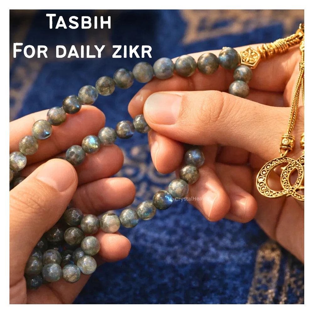 Labradorite Crystal Tasbih (Gold)