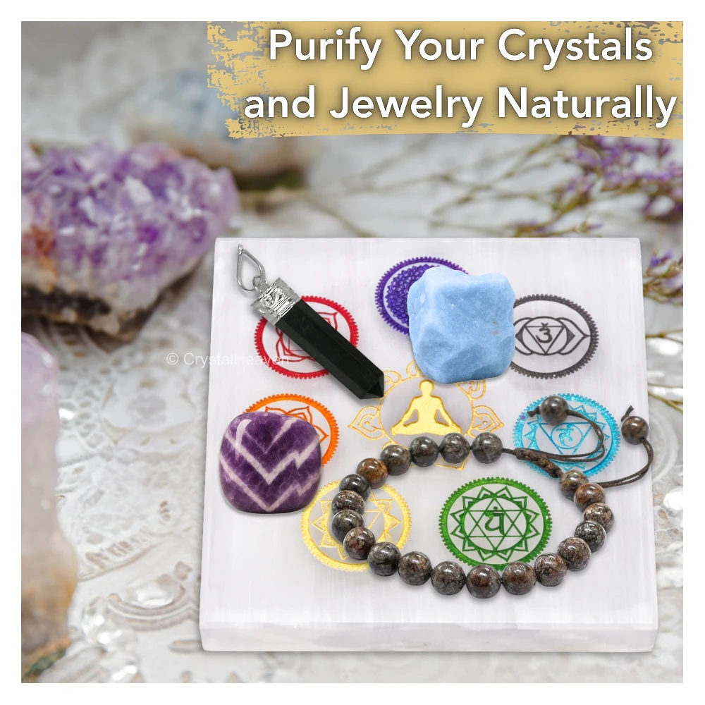 Selenite Charging Plate - 7 Chakra (Square)