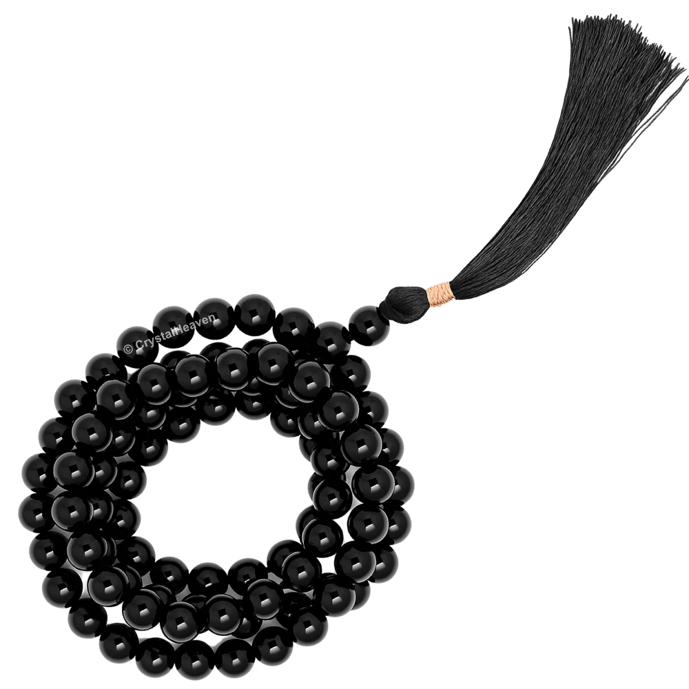 Black Obsidian Japa Mala (Without Knot)