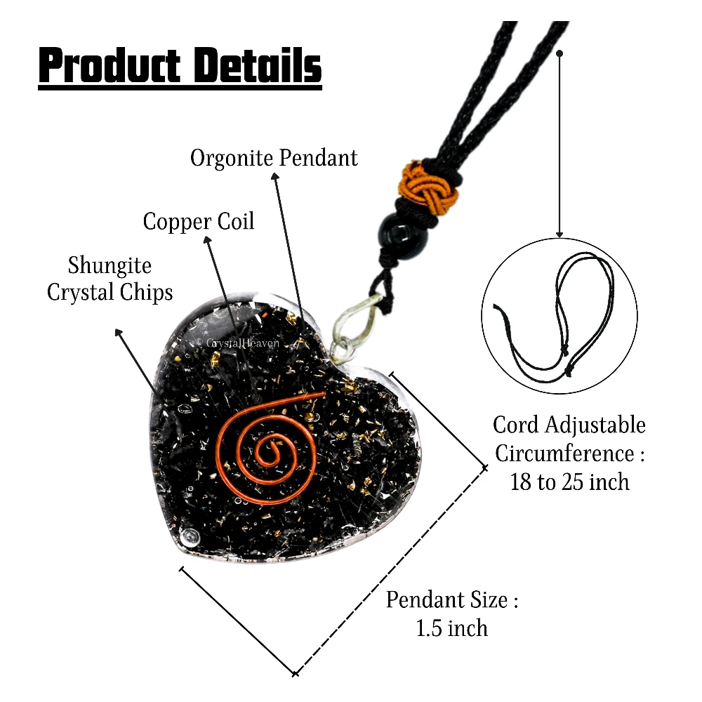 Shungite Necklace - Copper Coil (Heart)