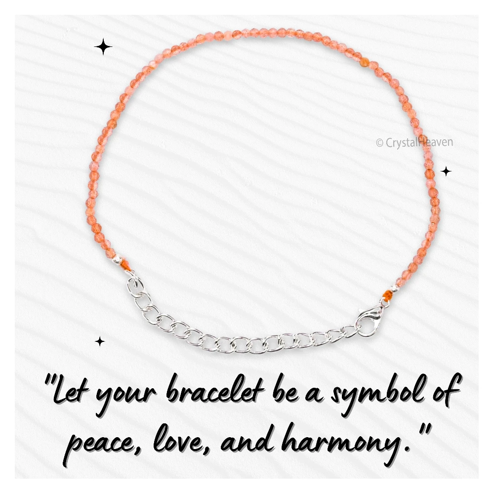 Peach Moonstone Bracelets - 2mm Faceted Beads (Silver)