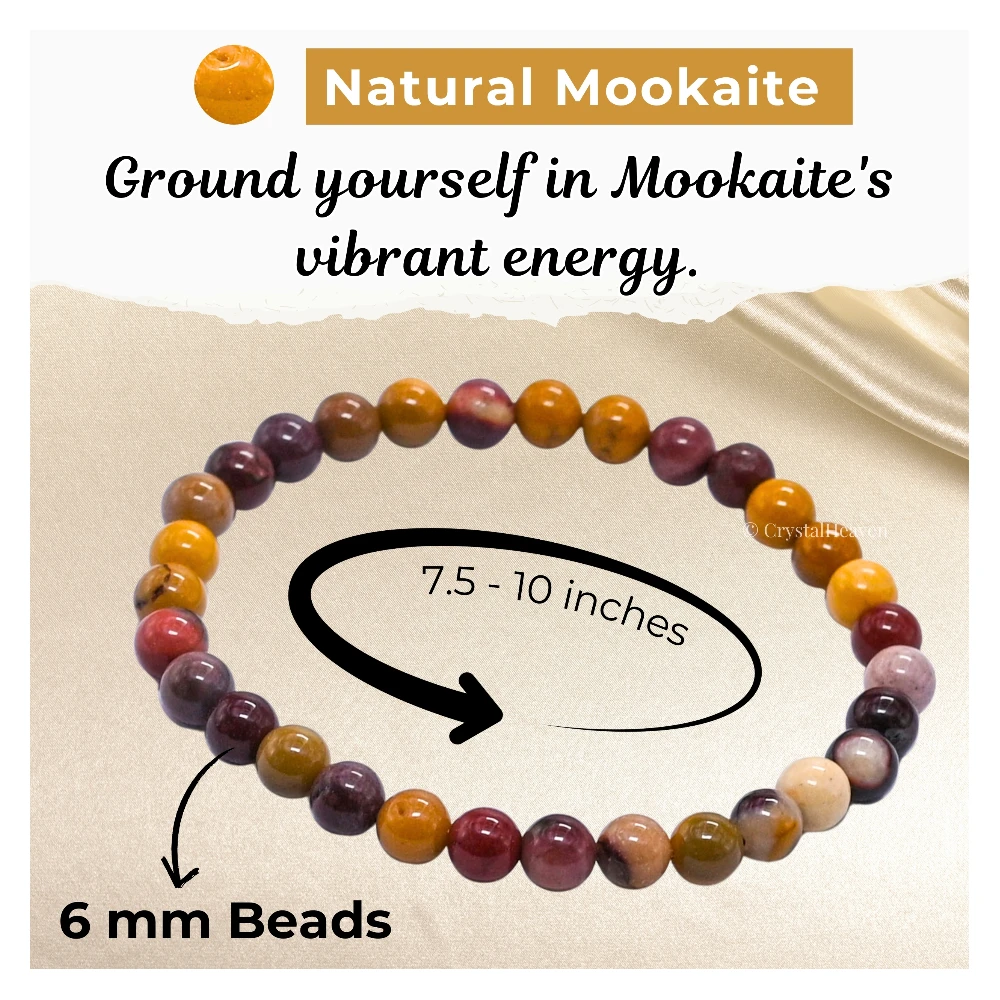Mookaite Jasper Healing Crystal Bracelets - 6mm Beads