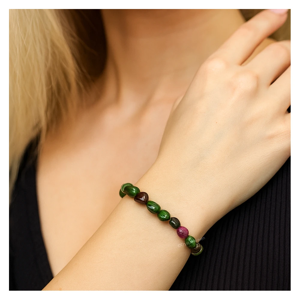 Ruby Zoisite Tumbled Bracelet (Elastic)