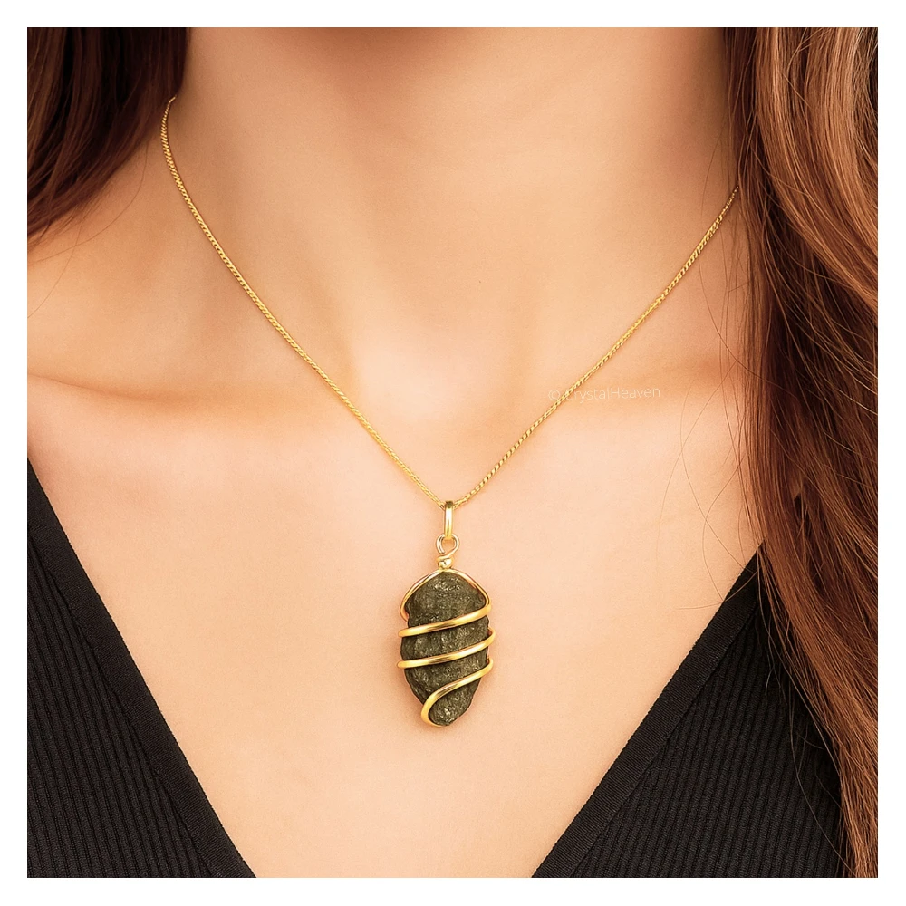 Vesuvianite Necklace - Raw Crystal (Gold)