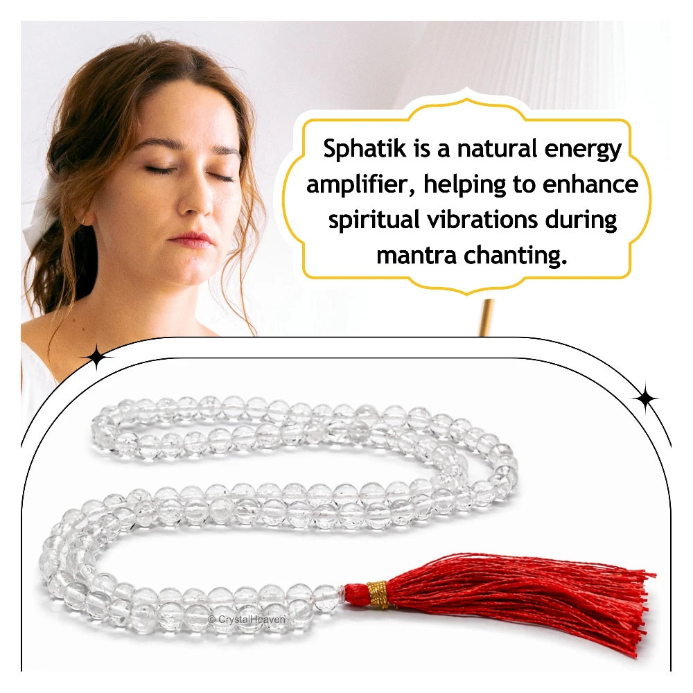 Sphatik Mala - B Grade 108 Beads (6mm, Without Knot)