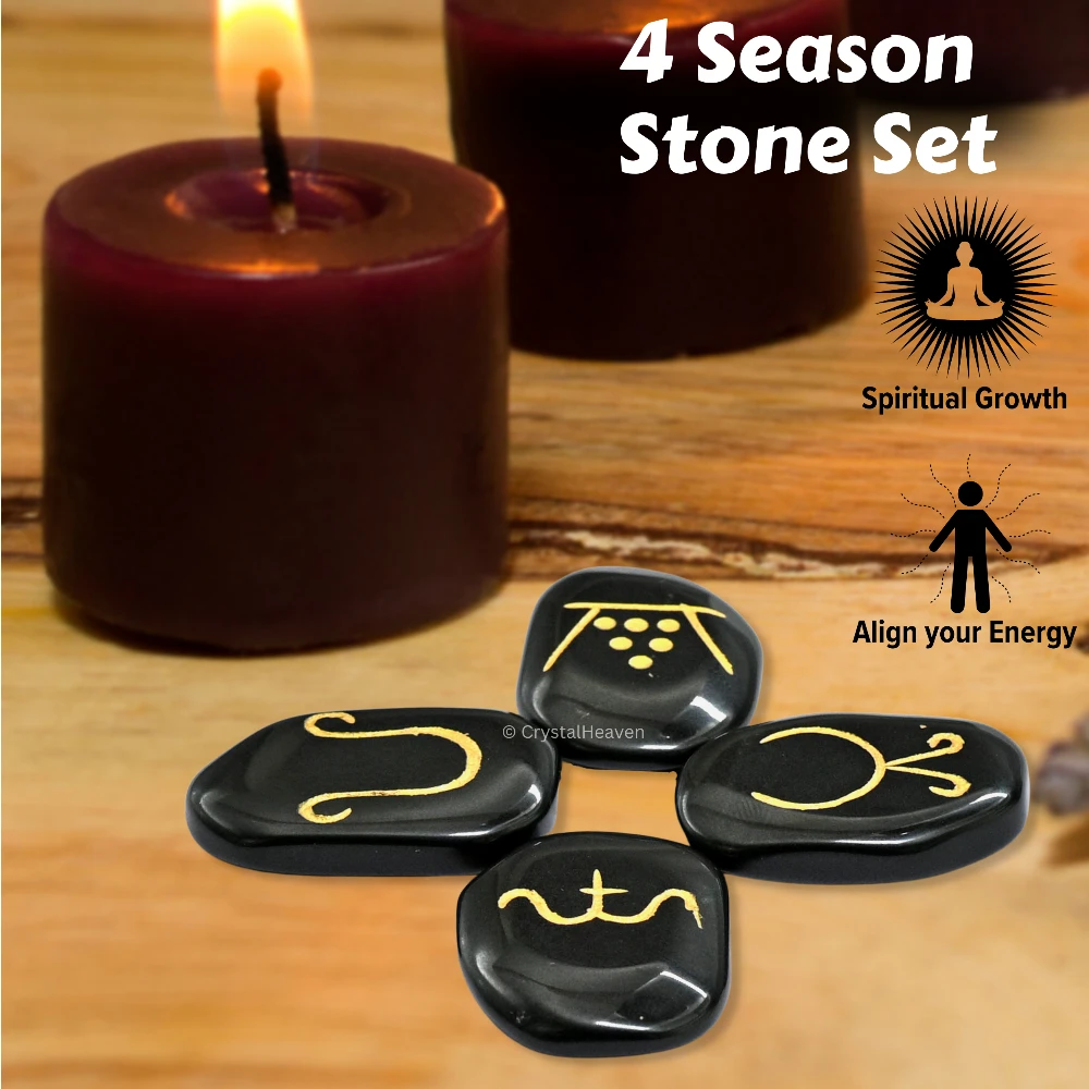 Black Agate Pagan Wiccan Stones (Set of 4)
