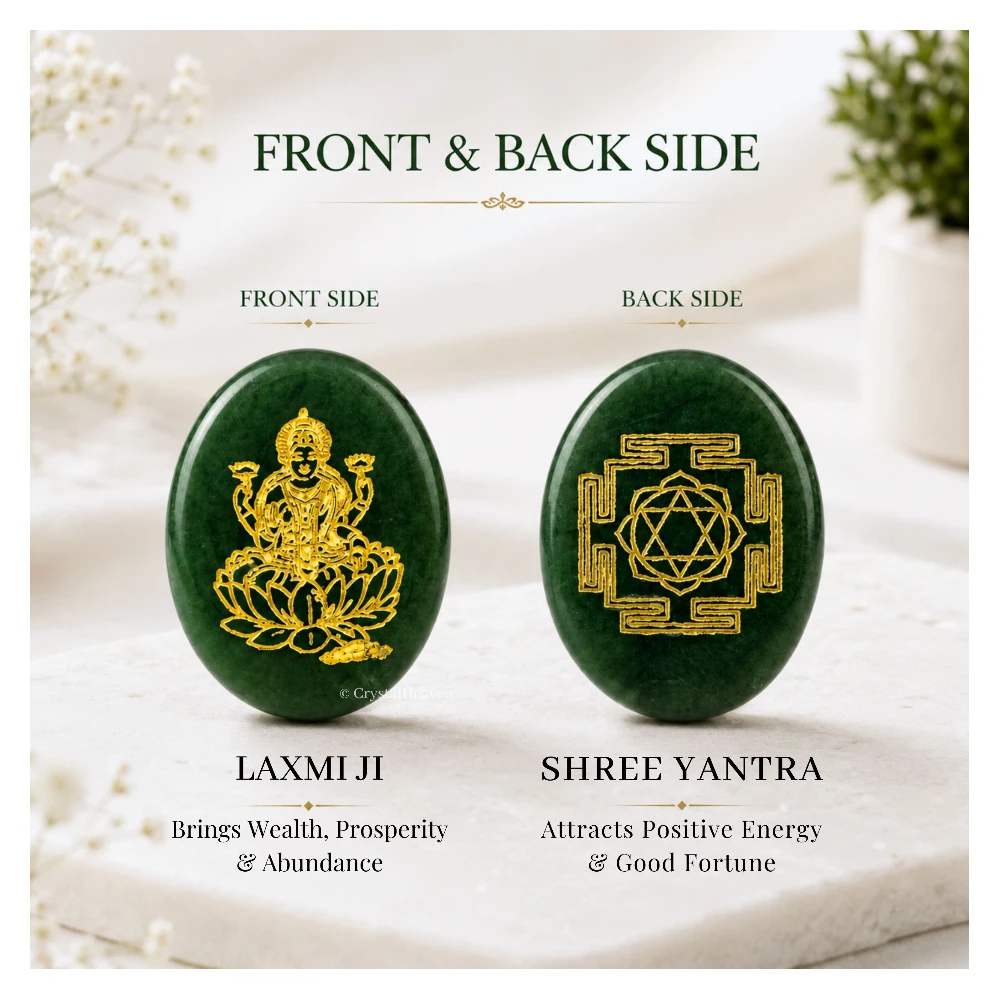 Green Aventurine Lakshmi Ji & Shri Yantra Zibu Stone