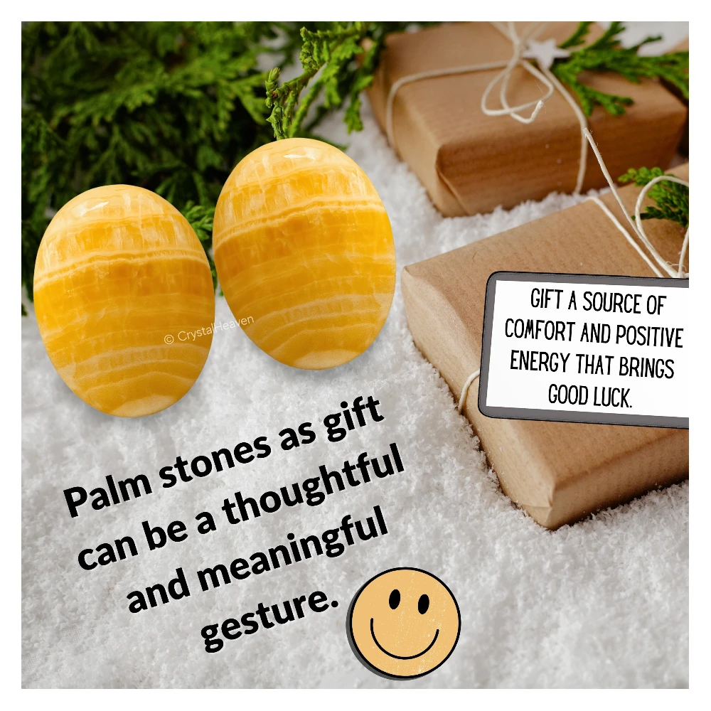 Yellow Calcite Palm Stone