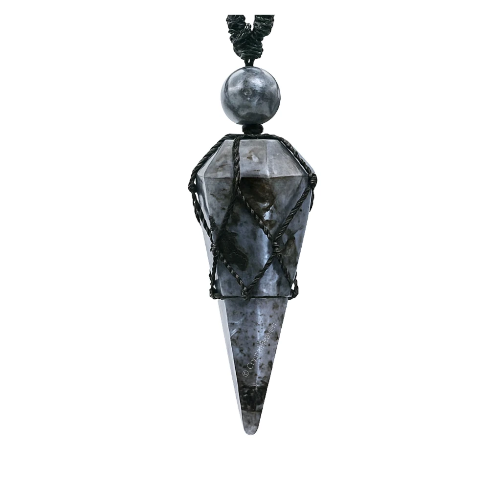 Larvikite Pendulum Pendant Necklace (Macrame)