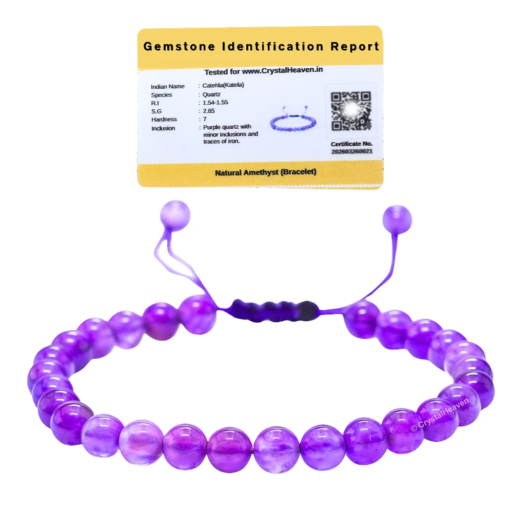 Amethyst Healing Crystal Bracelets - 6mm Beads (Adjustable)