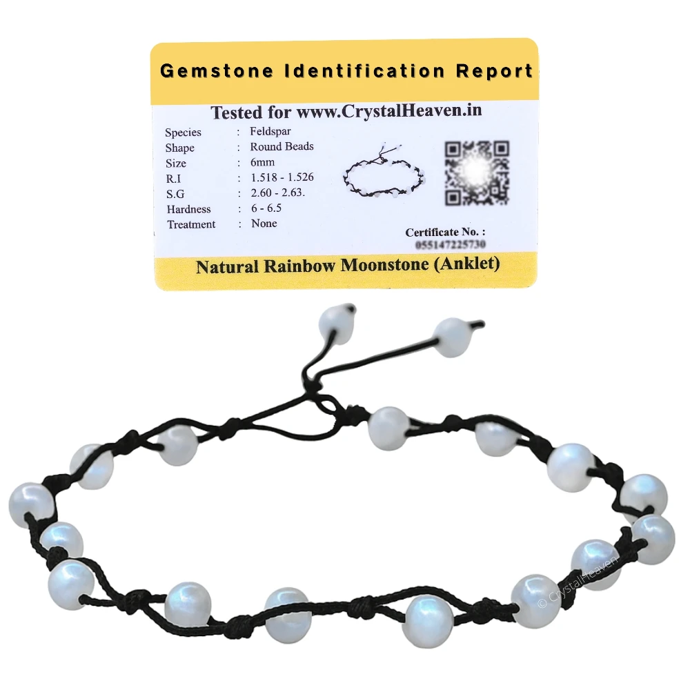 Rainbow Moonstone Anklet (Hand Knotted)