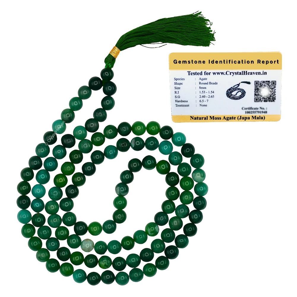 Moss Agate Japa Mala (Without Knot)