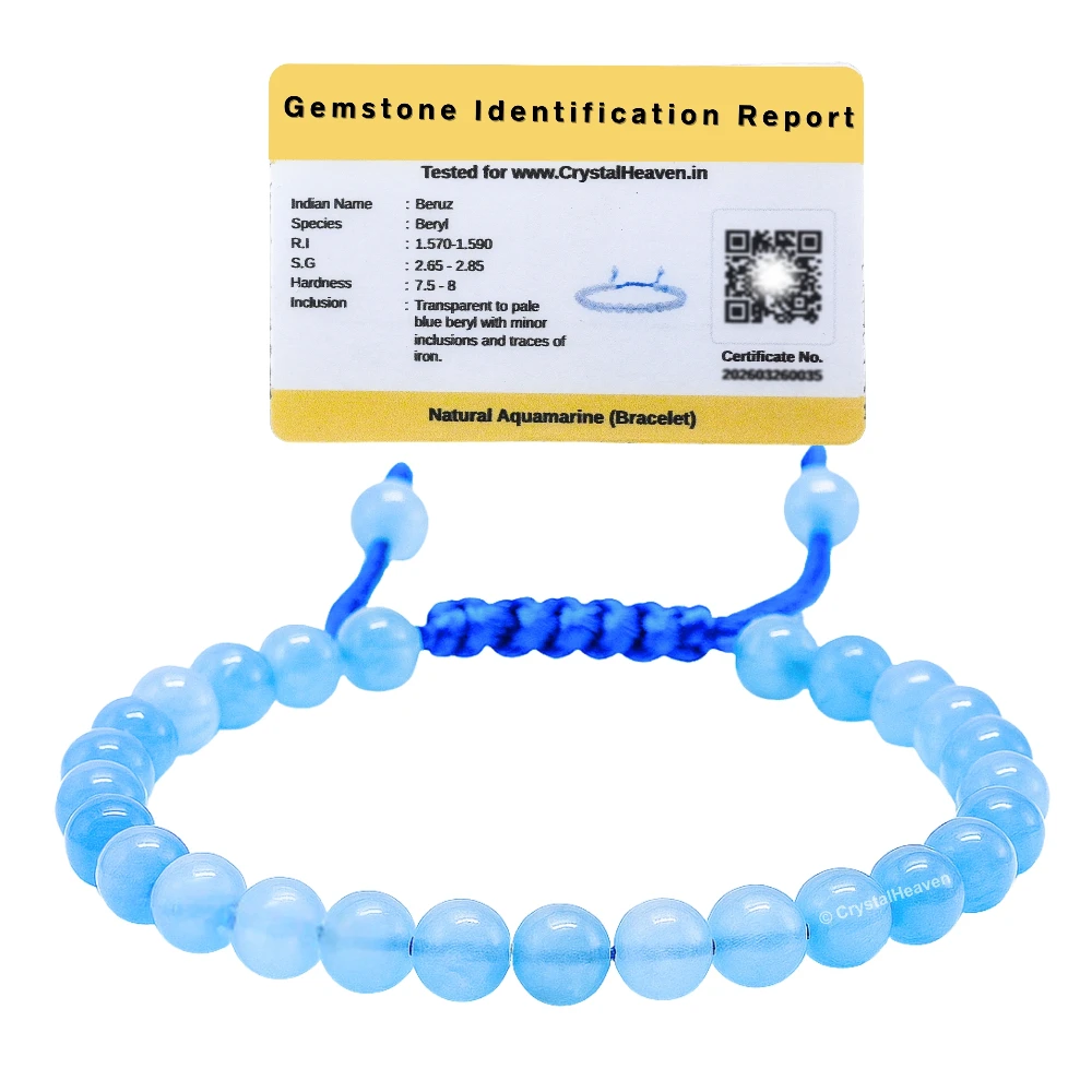 Aquamarine Healing Crystal Bracelets - 6mm Beads (Adjustable)