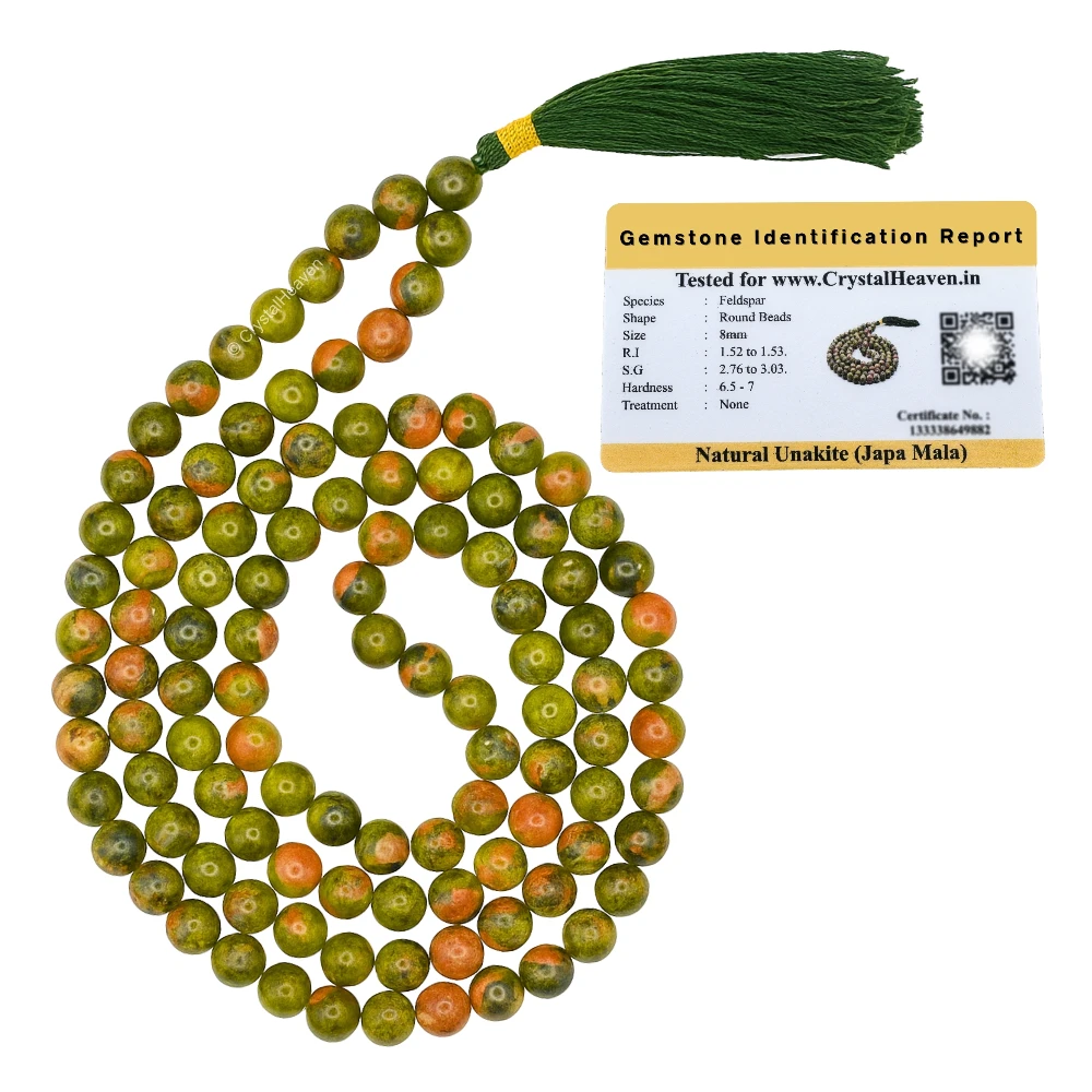 Unakite Japa Mala (Without Knot)