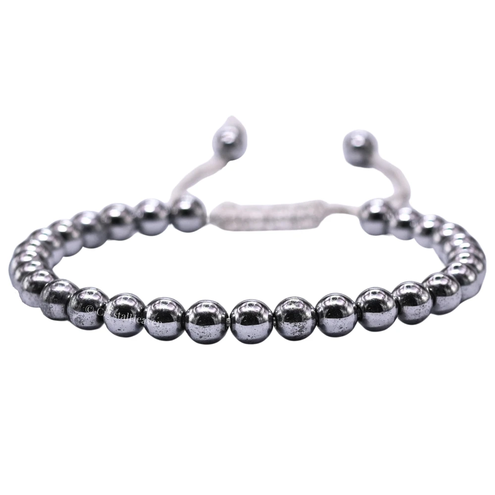 Silver Hematite Healing Crystal Bracelets - 6mm Beads (Adjustable)