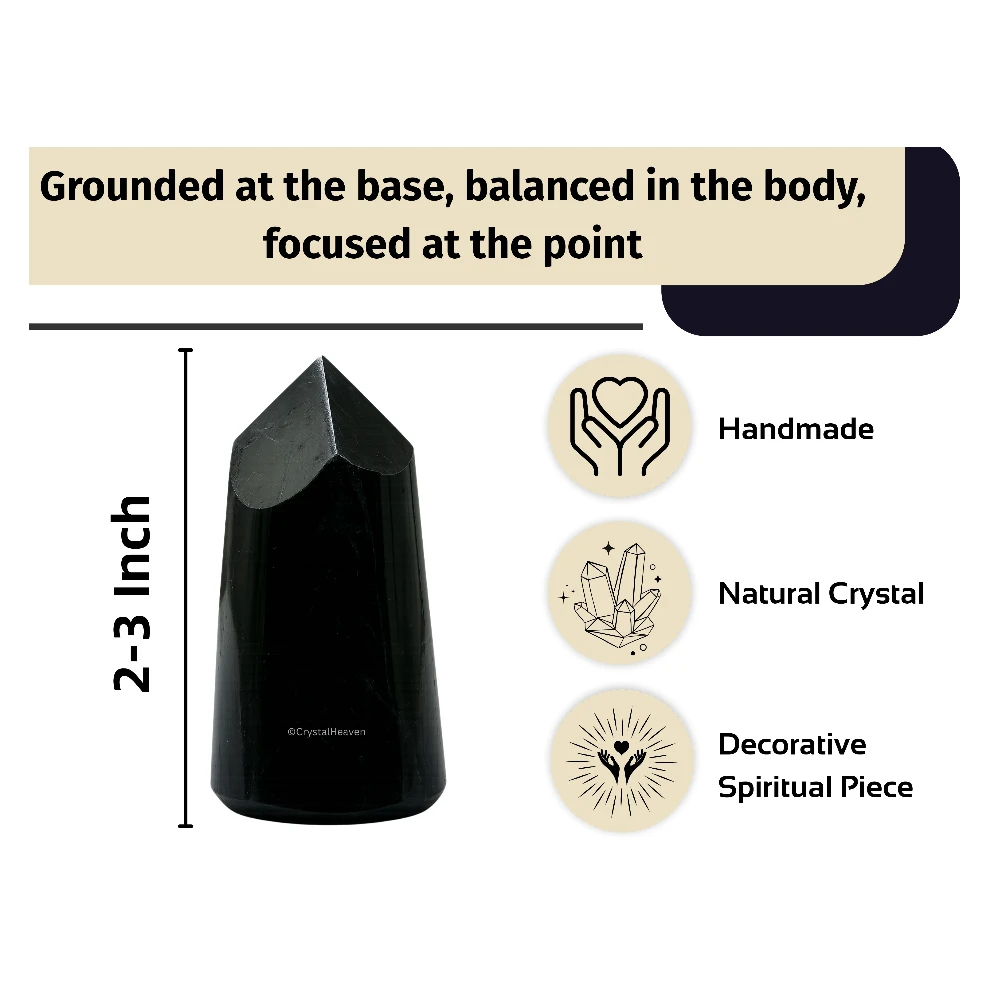 Black Tourmaline Tower (Wide) (2" to 3" inch)