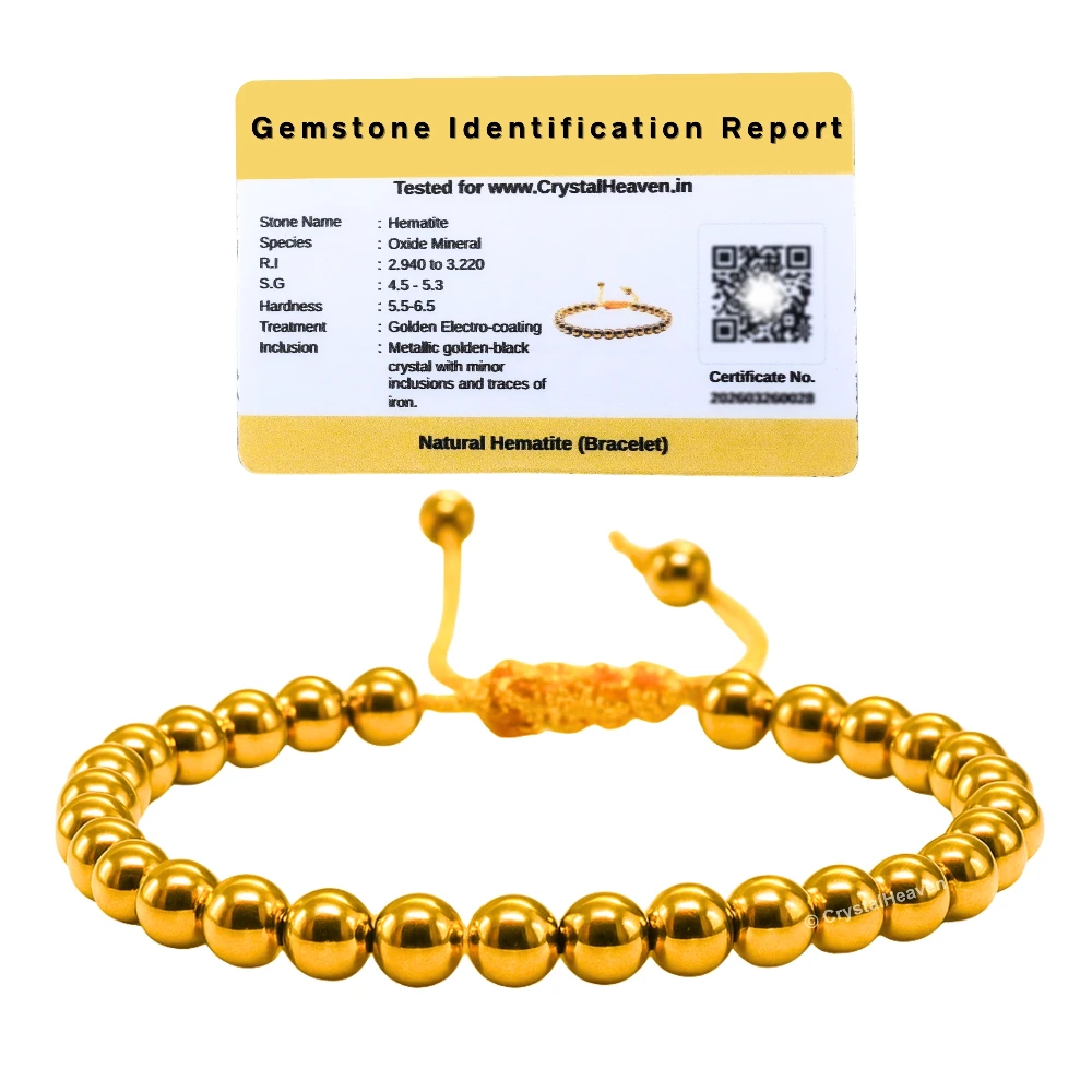 Golden Hematite Healing Crystal Bracelets - 6mm Beads (Adjustable)