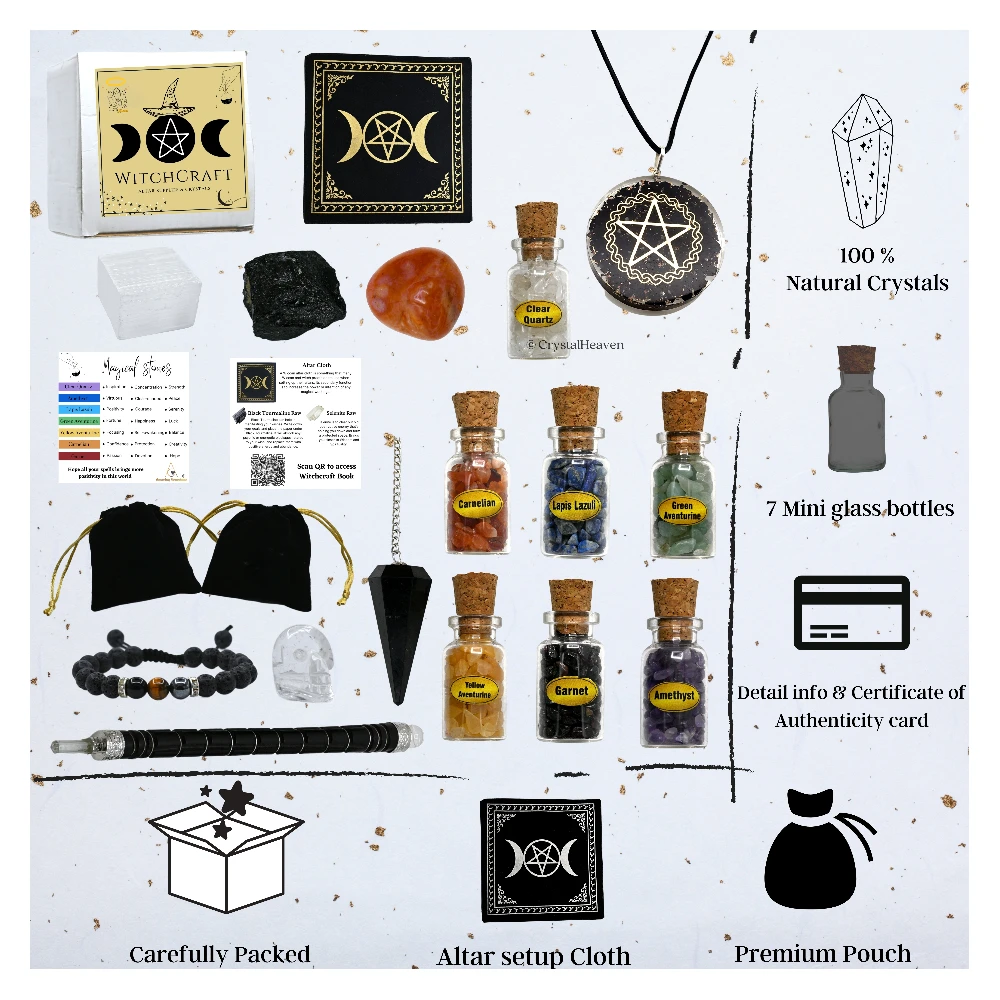 Spell Jars Kit for Witchcraft Supplies - Premium Set of 17