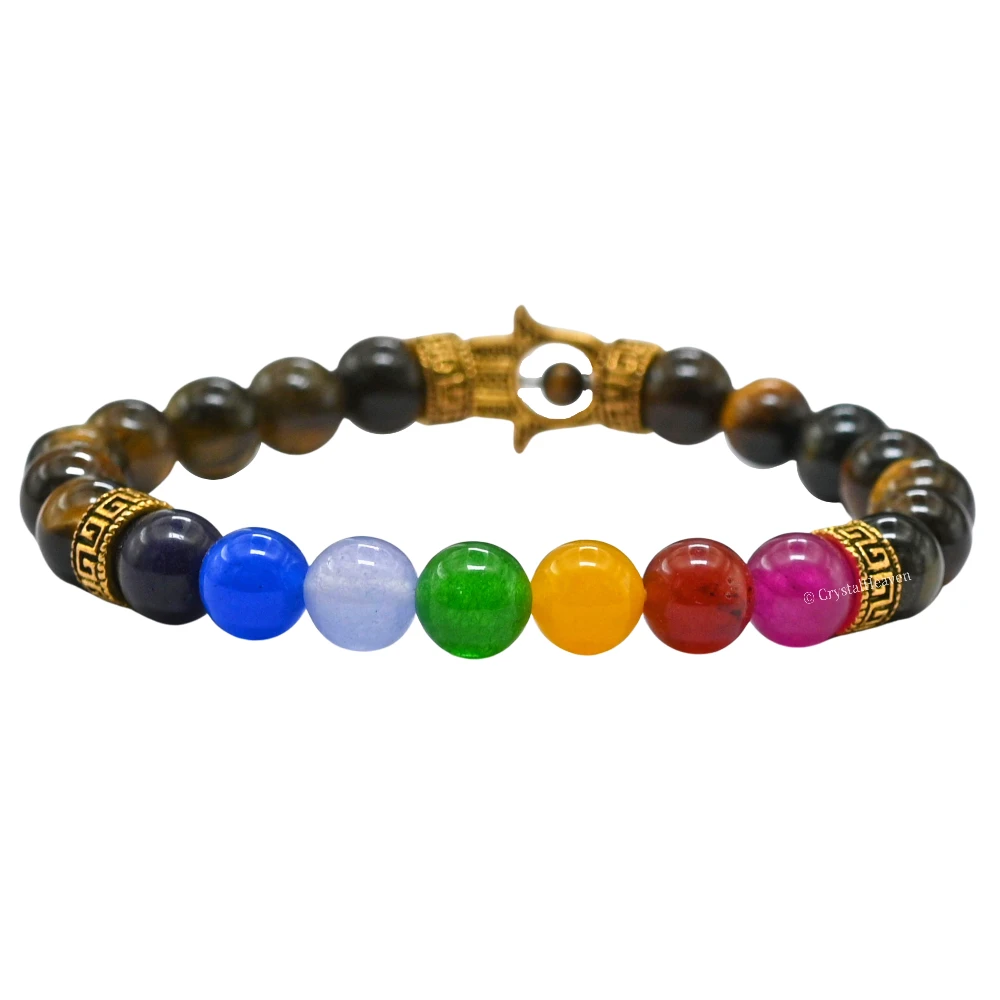 Tiger eye Chakra with Hamsa Bracelet (Elastic)