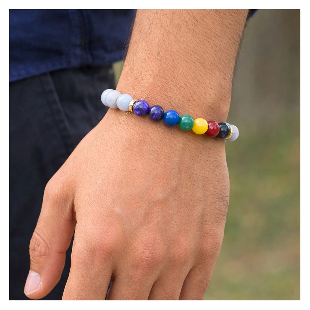 Blue Lace Agate Chakra Bracelet (Elastic)