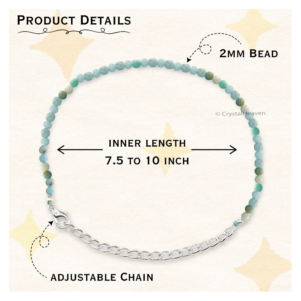Amazonite Bracelets - 2mm Faceted Beads (Silver)