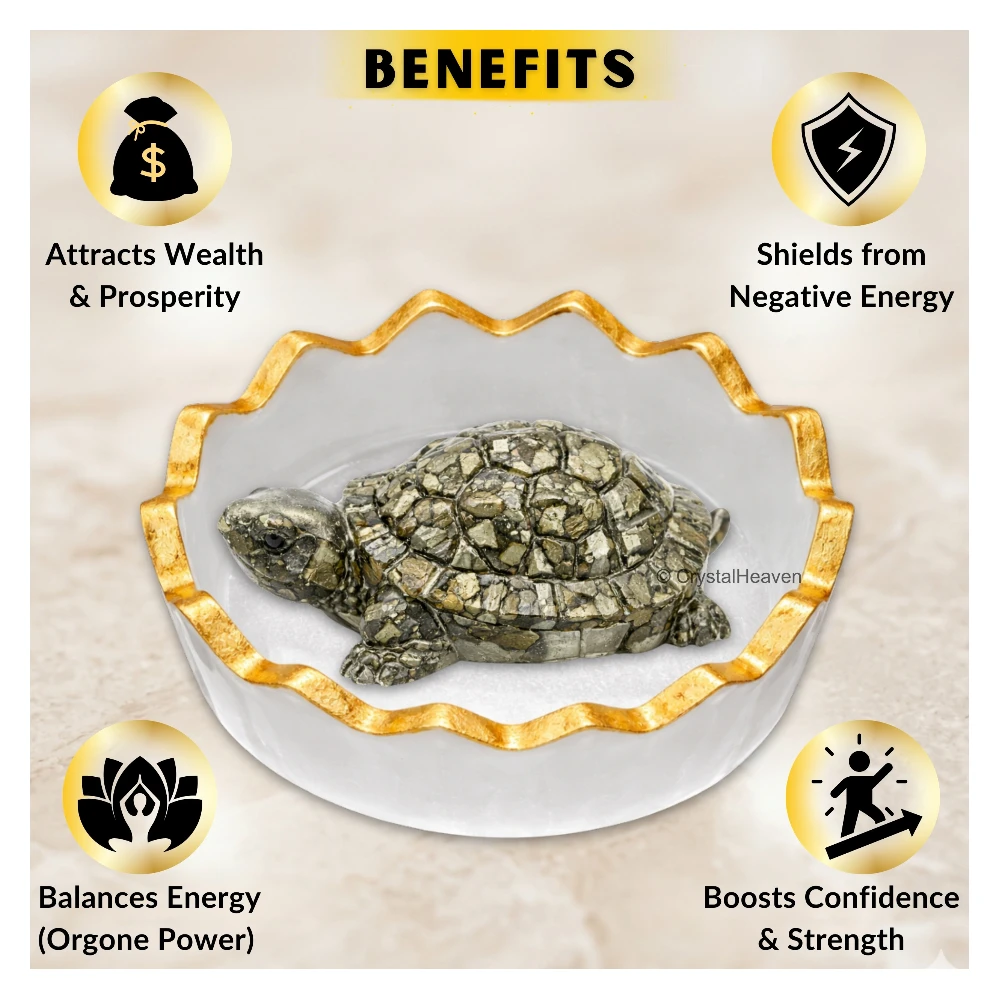 Pyrite Tortoise Kachhua with Selenite (Bowl)