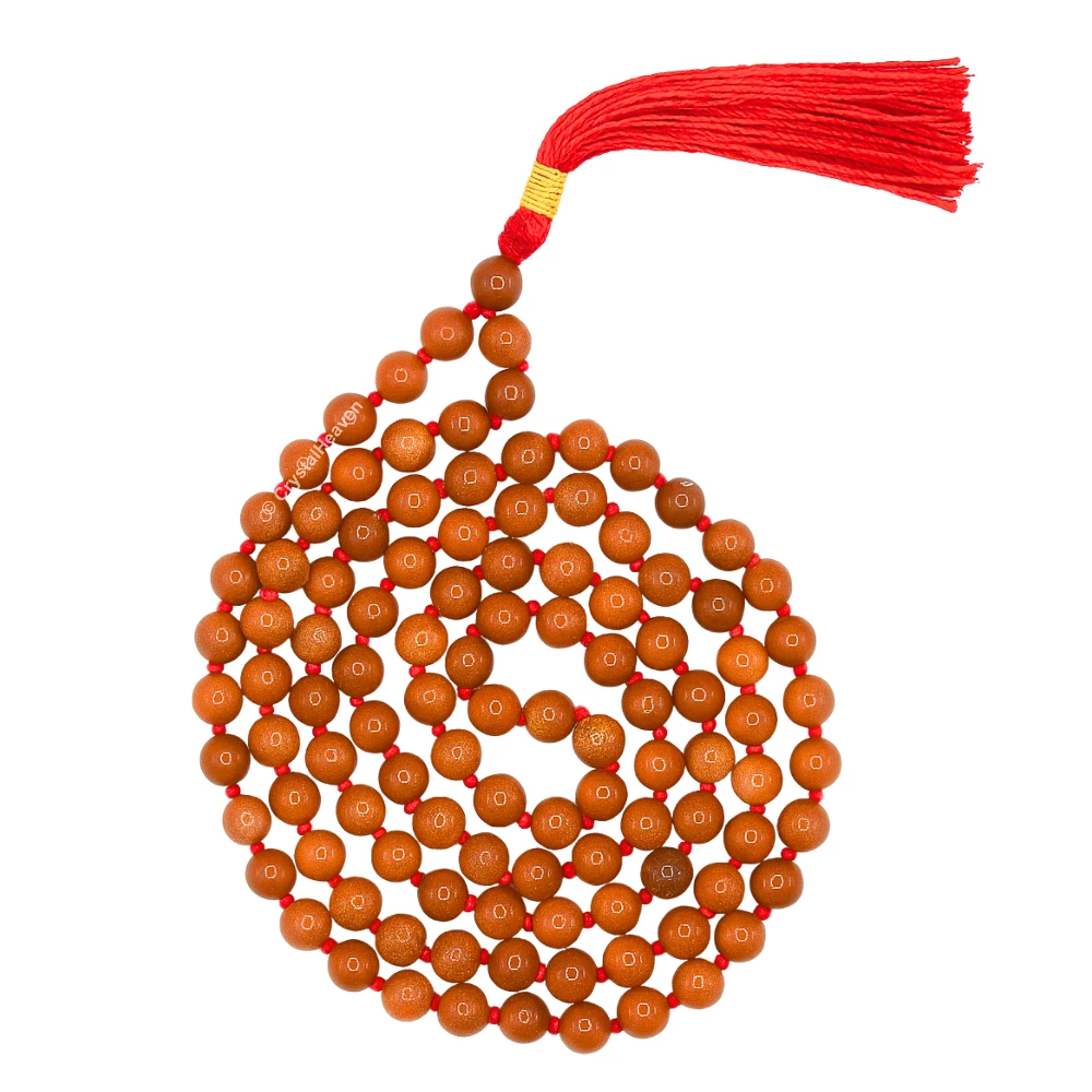 Red Goldstone Japa Mala (Hand Knotted)