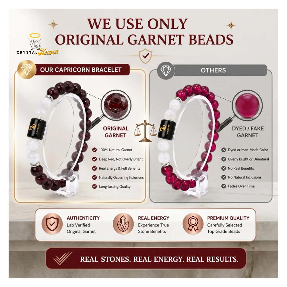 Capricorn Bracelet (मकर राशि) - Garnet & Milky Quartz (Only Bracelet)
