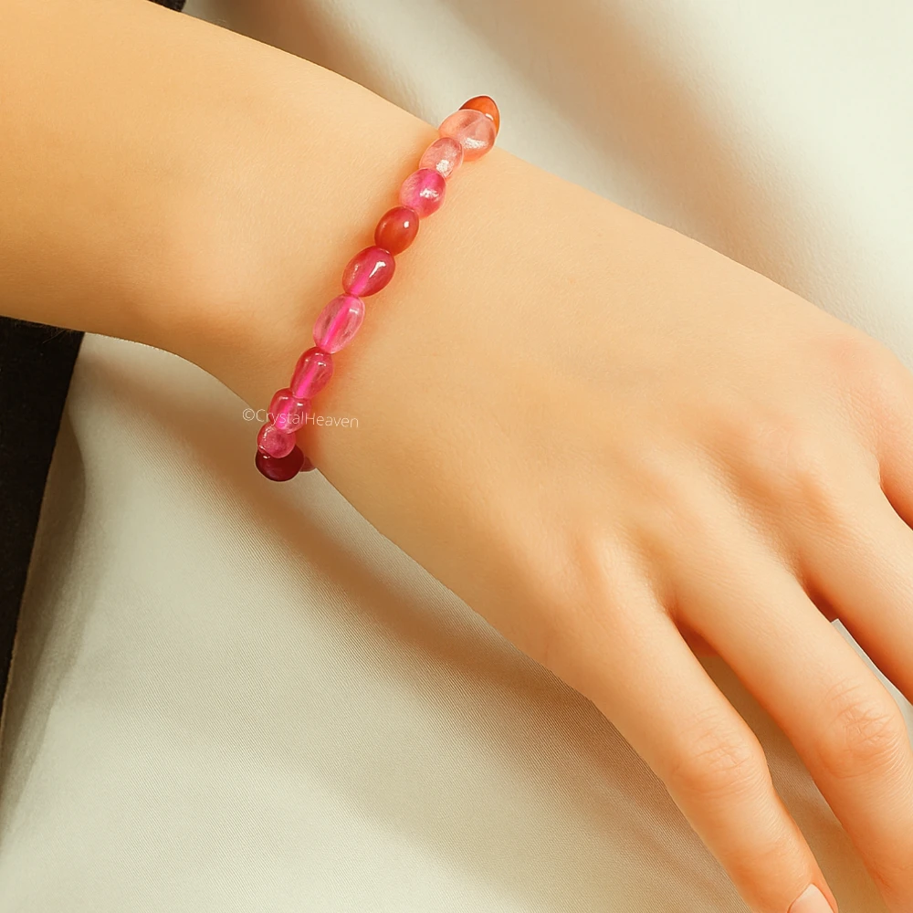 Strawberry Quartz Tumbled Bracelet (Elastic)