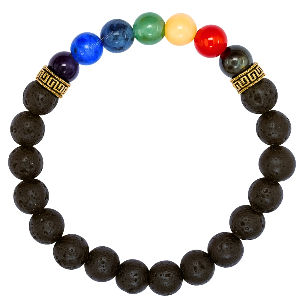 Lava Stone Chakra Bracelet (Elastic)