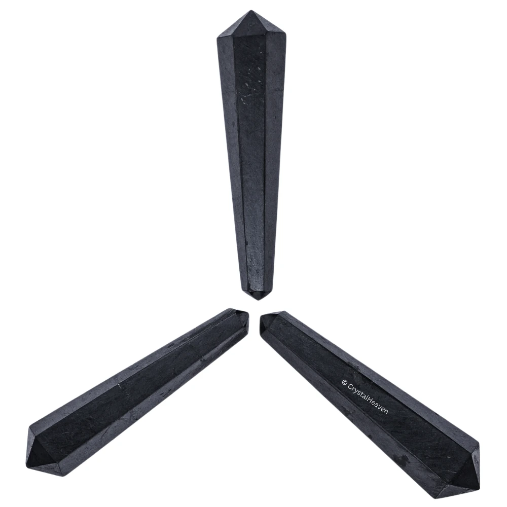 Shungite Pencil Points (Double Terminated) (Set of 3)