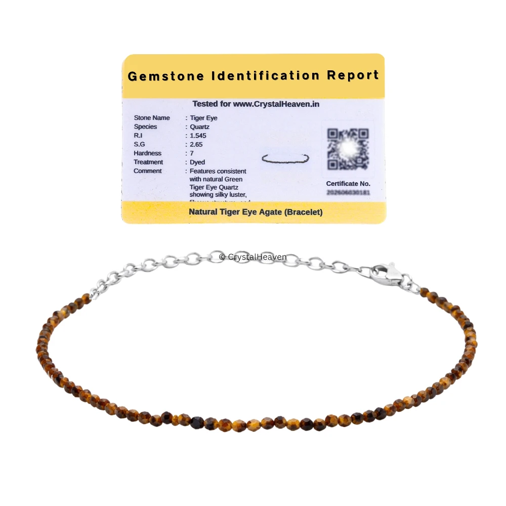 Tiger Eye Bracelets - 2mm Faceted Beads (Silver)