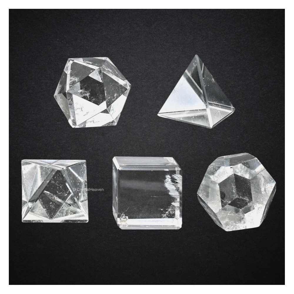 Clear Quartz Platonic Solid - 5 Pcs
