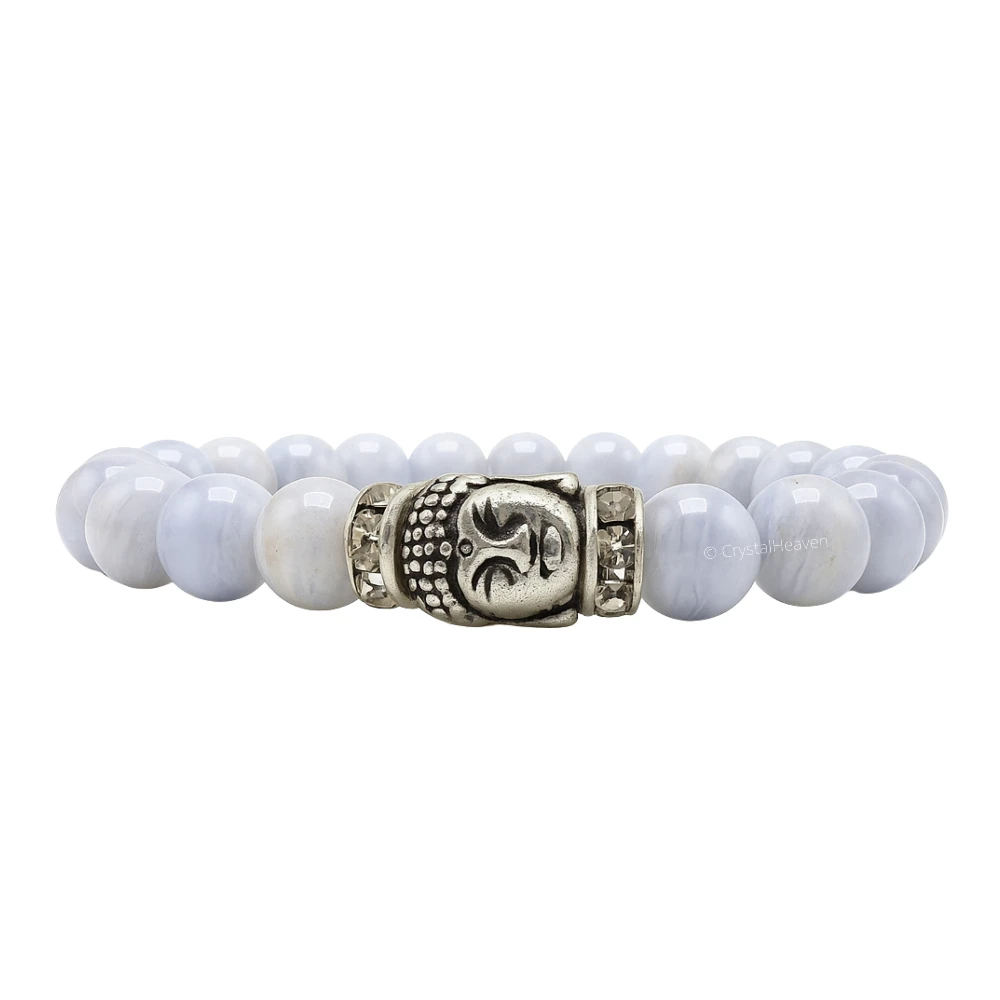 Blue Lace Agate with Buddha Bracelet (Elastic)