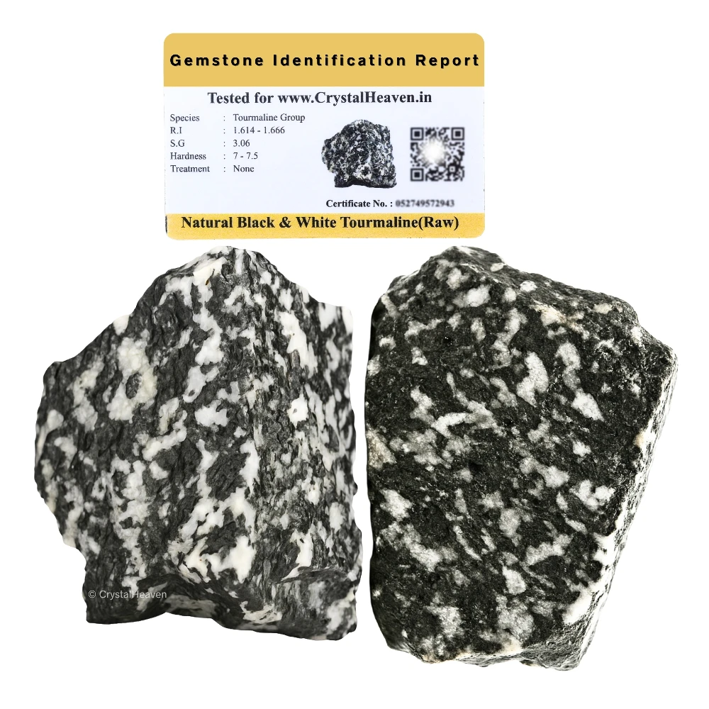 Raw Black & White Tourmaline Crystals (2 Pieces)