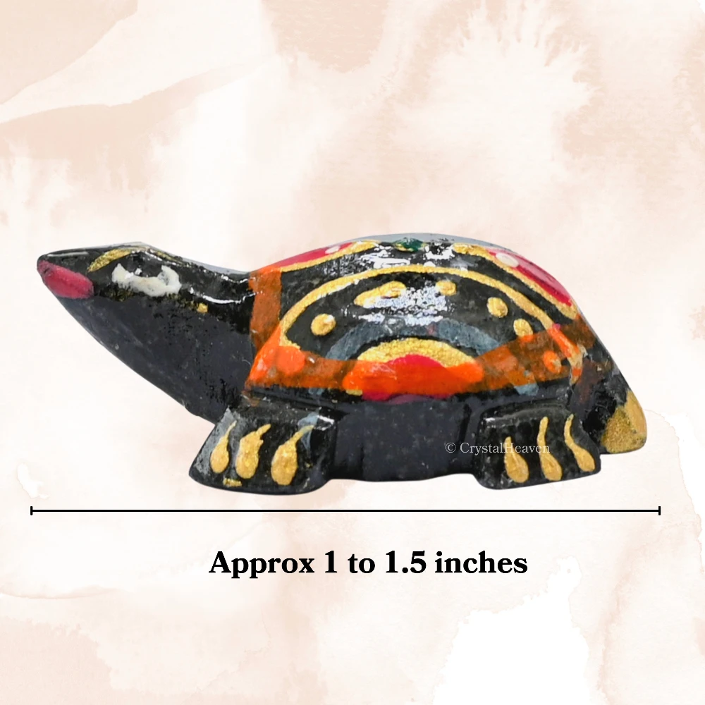 Black Agate Crystal Gemstone Hand Painted Tortoise (1-1.5 Inch)
