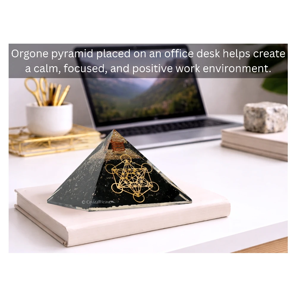 Black Tourmaline Orgone Pyramid (Metatron  Cube)