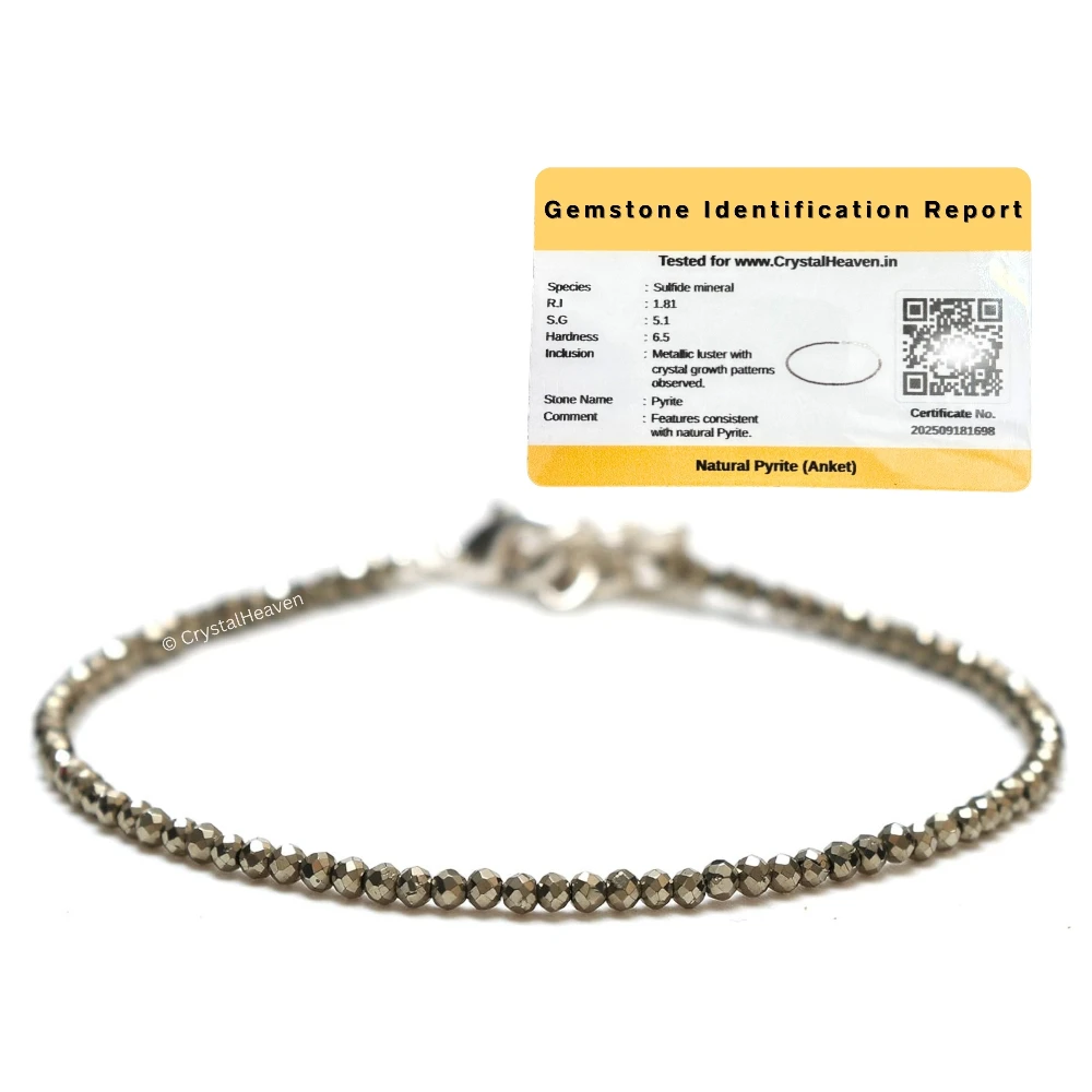 Pyrite Anklet - 2mm Faceted Bead (Silver)