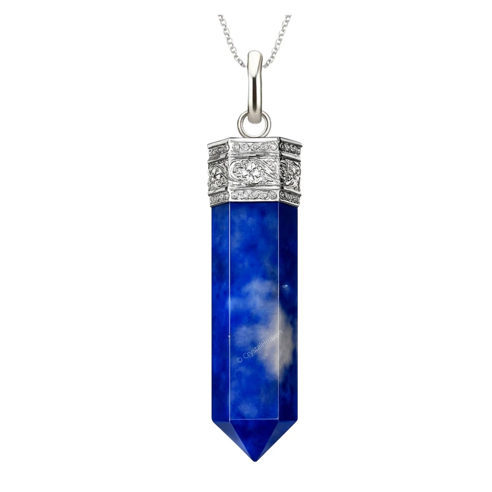Sodalite Necklace - Pencil Point (Silver)