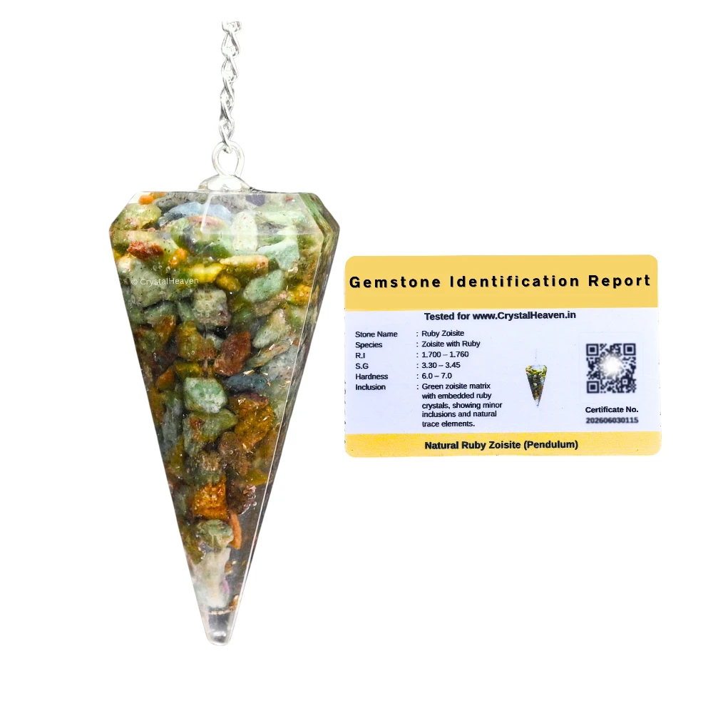 Ruby Zoisite Crystal Orgone Pendulum