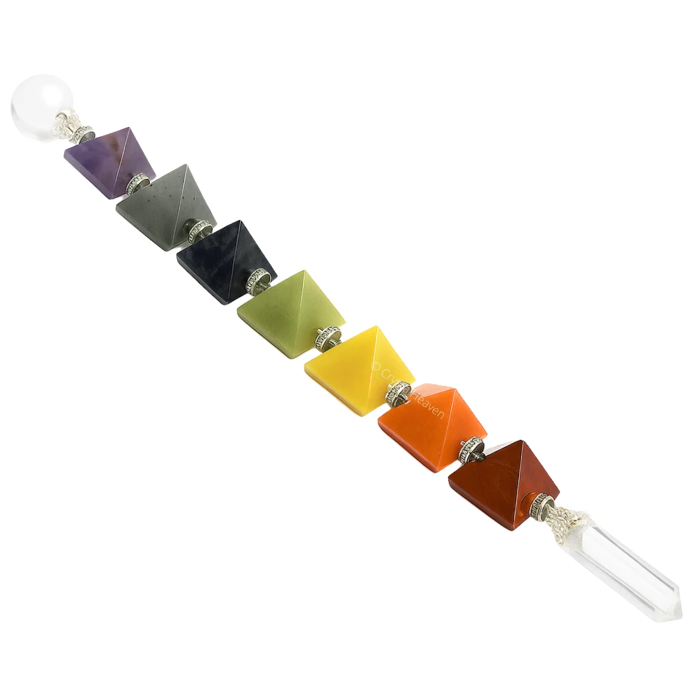 7 Chakra Crystal Pyramid Healing Stick (Horizontal wise)