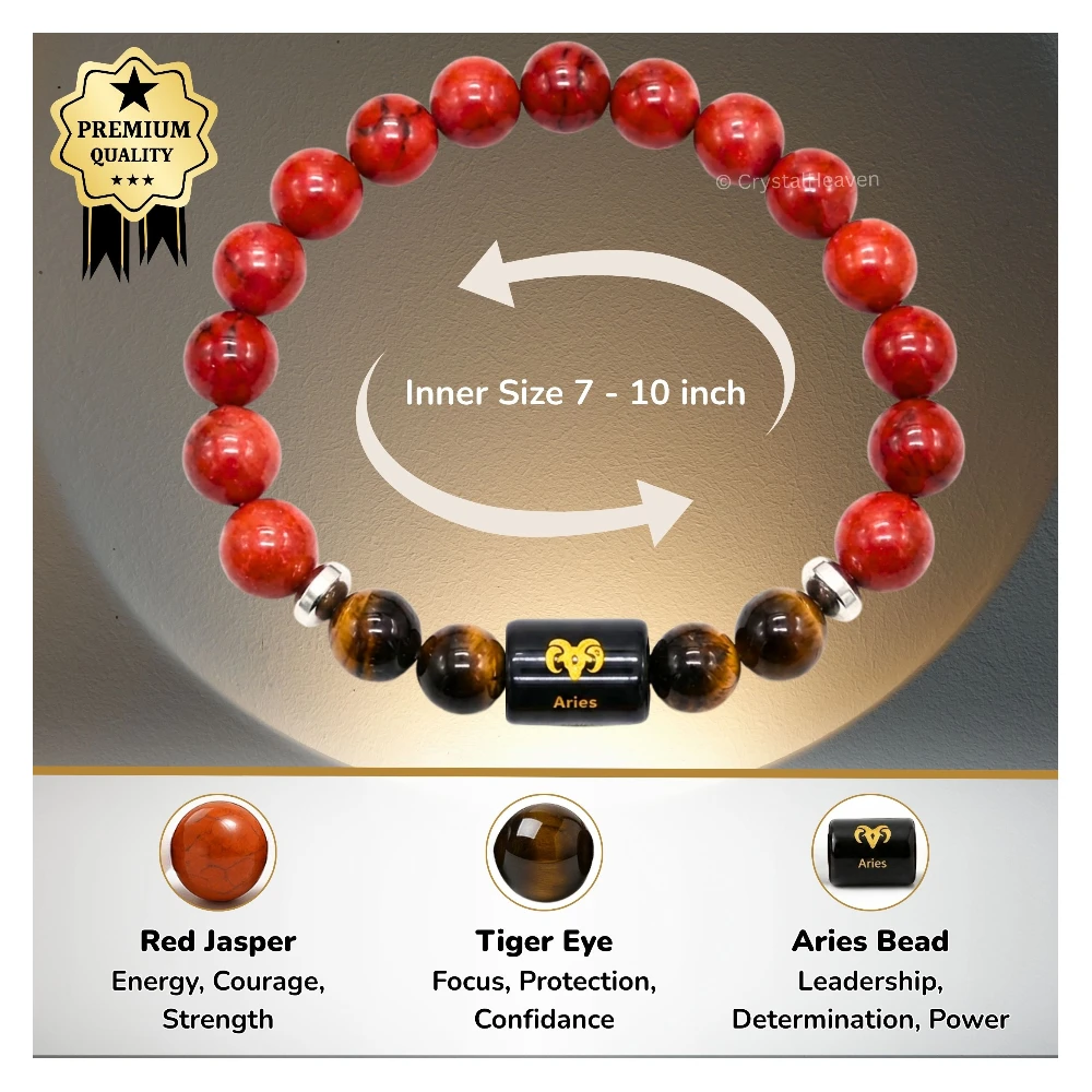 Aries Bracelet (मेष राशि) - Red Jasper & Tiger Eye (Only Bracelet)