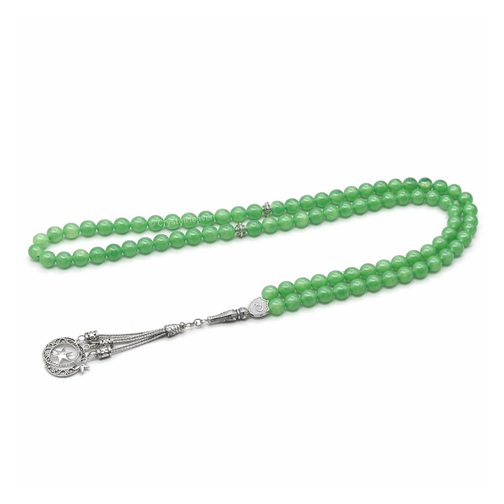 Green Aventurine Crystal Tasbih (Silver)