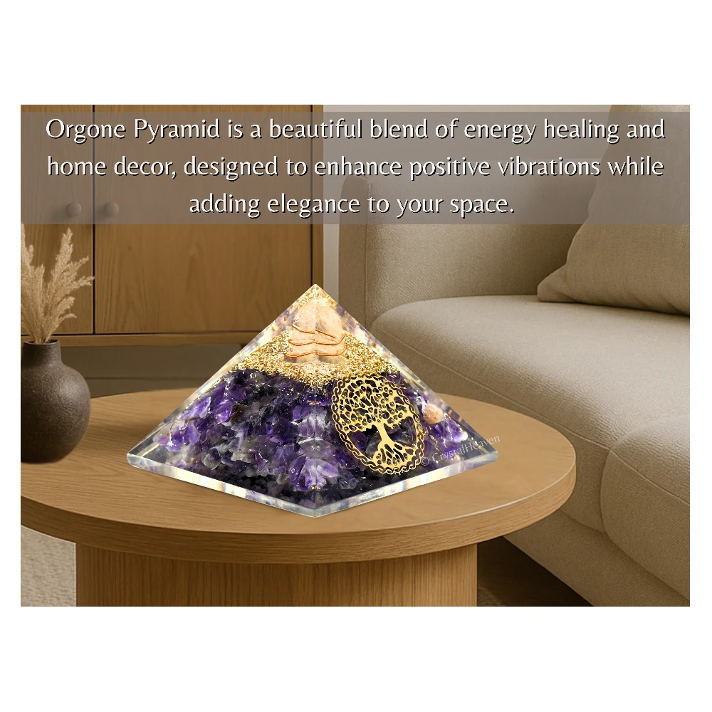 Amethyst Orgone Pyramid (Vintage tree Of Life)
