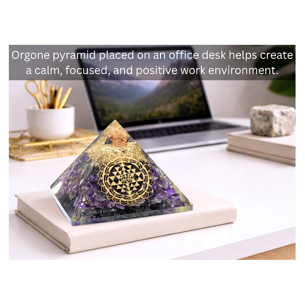 Amethyst Orgone Pyramid (Round shriyantra -2)