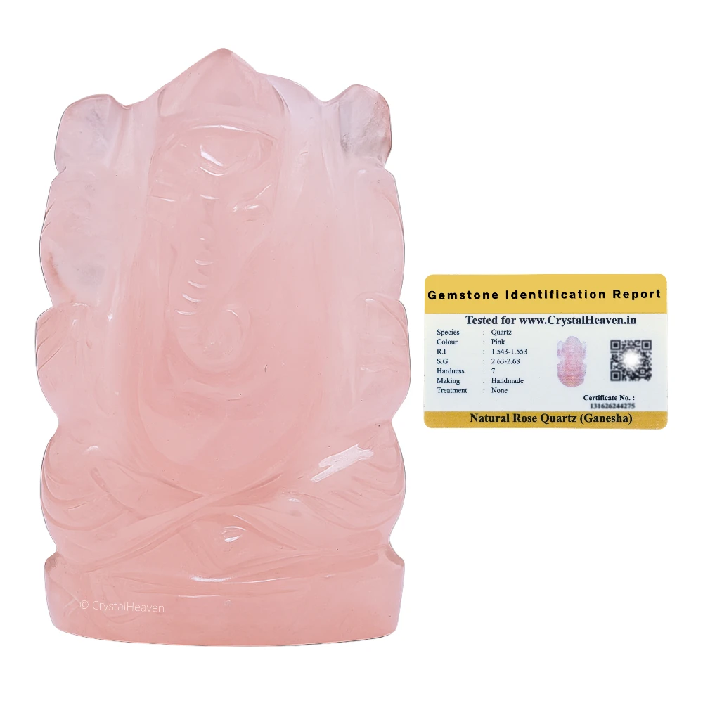 Rose Quartz Crystal Ganesh Ganpati