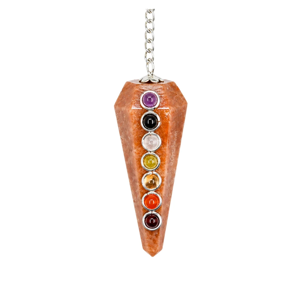 Peach Moonstone Pendulum with Chakra Beads