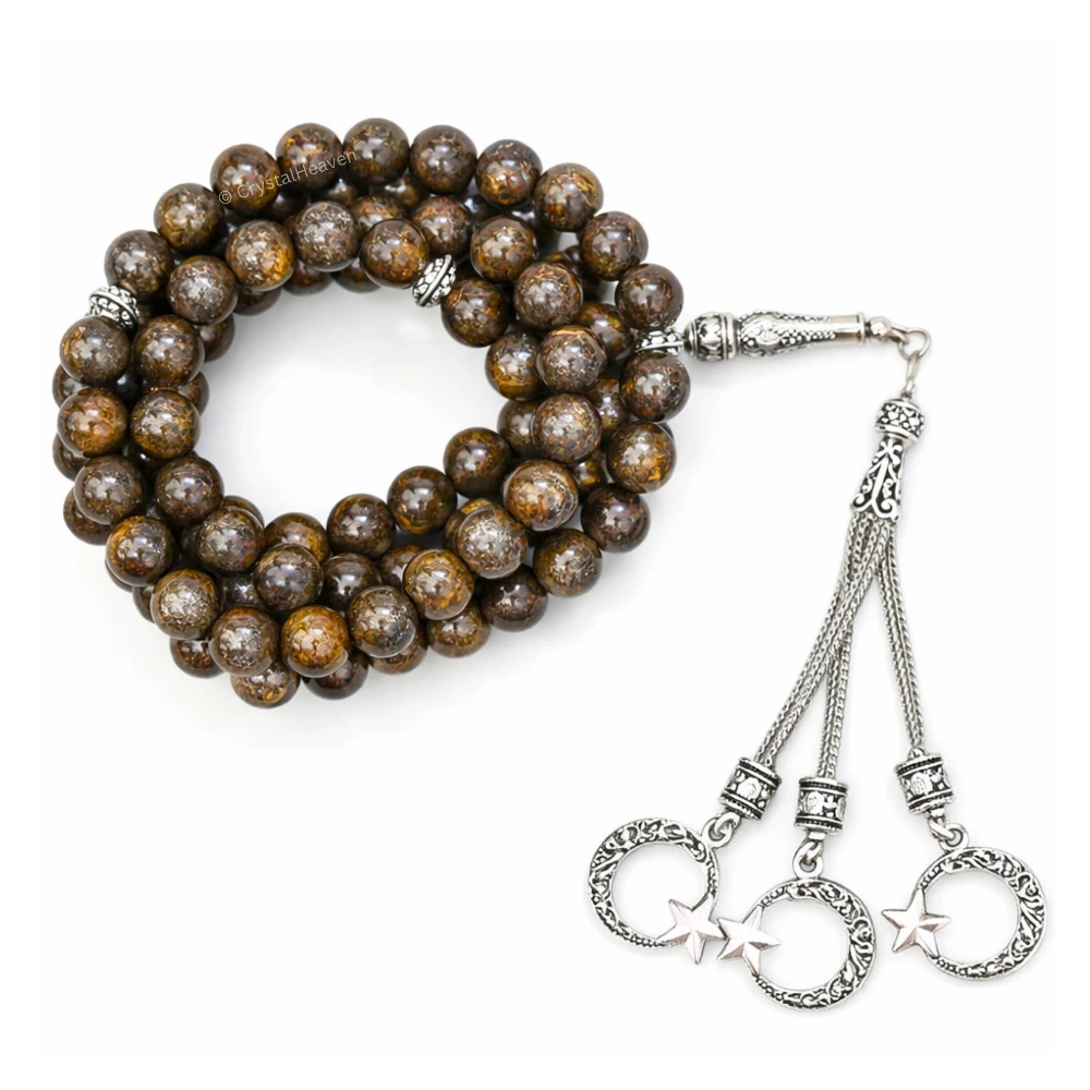 Bronzite Crystal Tasbih (Silver)