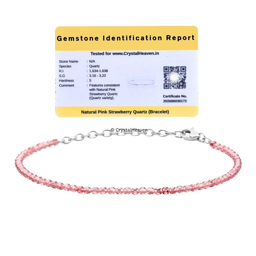 Pink Strawberry Bracelets - 2mm Faceted Beads (Silver)