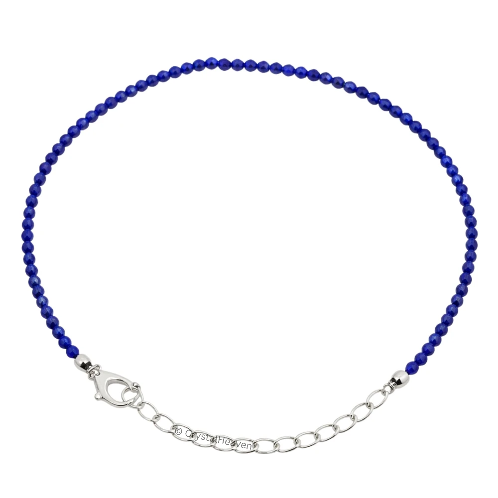 Lapis Lazuli Bracelets - 2mm Faceted Beads (Silver)